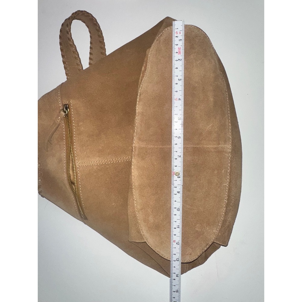 Tan Suede Whipstitch Hobo Shoulder Bag Genuine‎ Leather RN 75343 Made in India - Picture 10 of 10